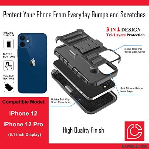 Ohiya Case Compatível com o iPhone 12 [Proteção militar Proteção à prova de choque para o coldre de kickstand protetora da capa