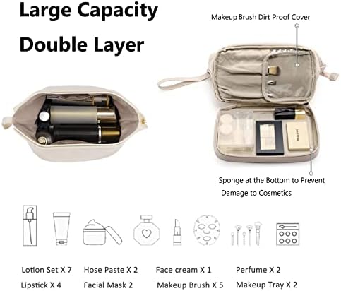 Bolsa cosmética de viagem de grande capacidade, sacos de maquiagem portáteis de dupla camada para mulheres, bolsas de higiene