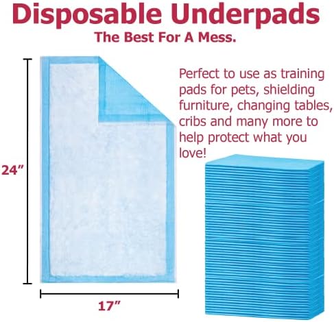 Dealmed Standard não esterilizado Medical Underpads, 100 contagem de letreiro descartável de 2 camadas, 24 x 17, azul, 100 contagem,