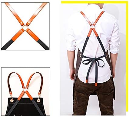 Avental de Bibro de Bobs de Denim Kani com bolsos de ferramentas para homens, mulheres, avental ajustável de tiras cruzadas, avental