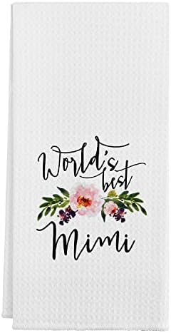 Melhores toalhas de cozinha floral Mimi do mundo ， algodão moderno 24 x 16 polegadas Toalhas de prato de prato, toalha de mão de farinha de pano de pano para decoração da cozinha da fazenda, aniversário da avó