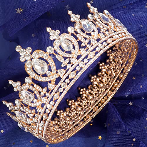 Yanstar Gold Queen Crowns and Tiaras for Women - Coroa de casamento para a noiva, princesa Tiaras for Girls, Rhinestone Birthday Crown