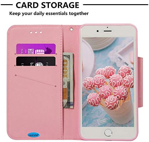 Jancalm para iPhone 8 Plus Wallet Case/iPhone 7 Plus Case Wallet [Stand Recurso] Padrão de flores iPhone 8 Plus/7 Plus Cartão de