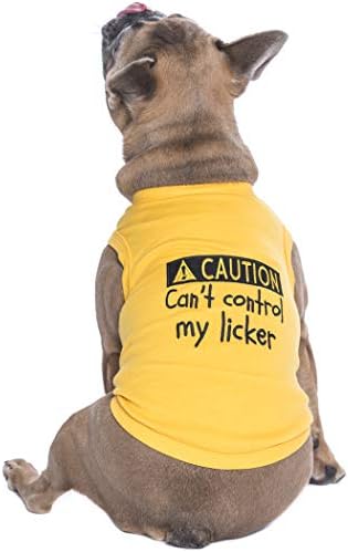 Pet parisiense engraçado cão fofo Camisetas de estimação de gato cautela não podem controlar meu licker, eu mork, pequeno monstro,