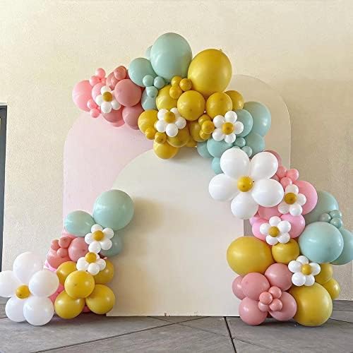 158pcs Daisy Balloon Garland Arch Kit com balões azul roxo pastel tema de flor groovy para o chá de bebê de aniversário de bebê decoração