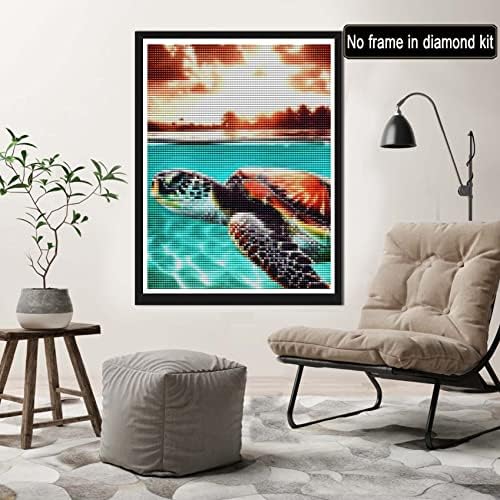 Kits de pintura de diamante rovepic redondo furos completos 5d Tartaruga marinha do sol, tinta diy com diamantes Art Marine Life