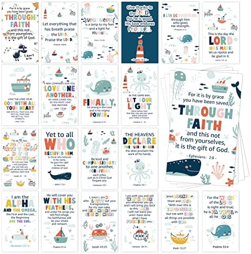 60 Mini Cartões de oração para crianças com versículos bíblicos diversos inspirados, cartões de encorajamento religioso,