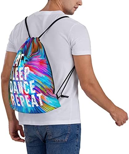 ISTYTOP Eat Sleep Dance Repele Backpack Backpack Sacos de cordas à prova d'água de ginástica Light Sports Yoga Beach