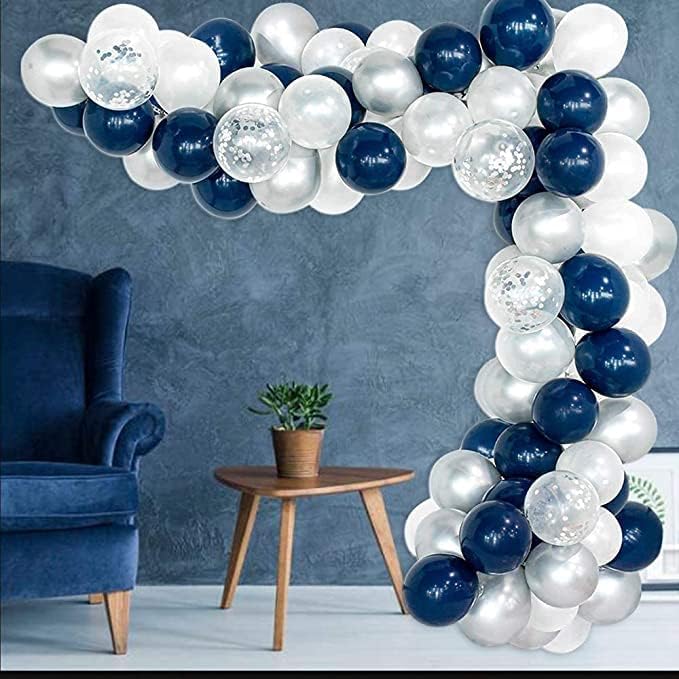 Maylai 84 PCs Balões azuis marinhos Diferentes tamanhos 18/12/10/5 polegadas Kit de arco do balão de balão de látex para Halloween