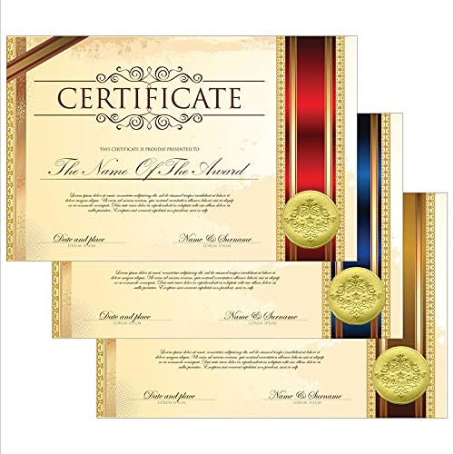 100 peças em relevo o certificado de papel alumínio em ouro selos com folhas de ouro adesivos de ouro em relevo adesivos