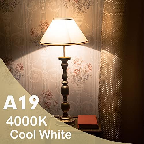 Lâmpada de lâmpada LED GEMINILITE E26 Equivalente 60W, lâmpadas padrão A19 de 4000k White A19, 10W 1000lm, pacote não-minimizível de 6