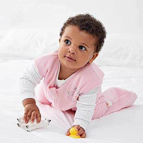 Duomiaomiao unissex bebê saco de sono tog 1.0, microfleece durante toda a temporada saco de dormir de bebê com zíper invertido, cobertor de bebê com babá de pelúcia para crianças meninas