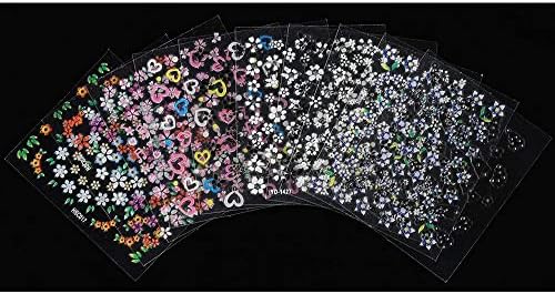 50 lençóis adesivos de unhas de flores 3D Auto-adesivo Manicure de decalques múltiplos de design, 50 folhas no set