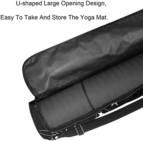 Saco de tapete de ioga com alça de ombro ajustável Saco de transporte de ioga de ioga para mulheres preto, 6,7x33.9in/17x86 cm