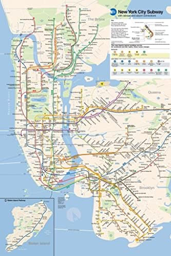 Poster de mapa de metrô de Nova York New York City Official MTA 2023 2024 Edição Decoração de parede Cool Poster de