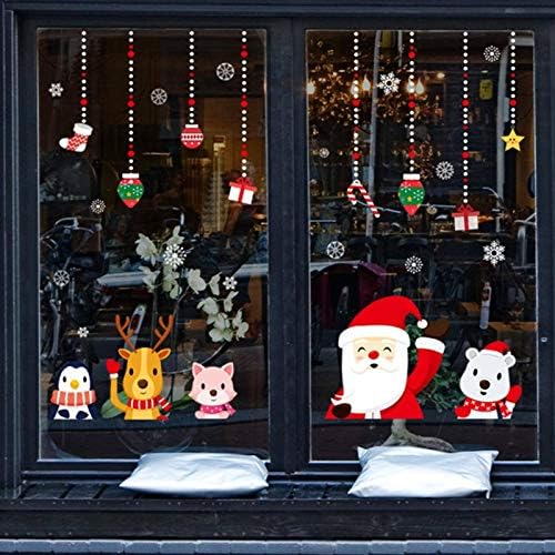 Feliz natal de natal decoração de decoração de parede adesivo de janela ornamentos guirlanda natal ano novo suprimentos de festa de presente