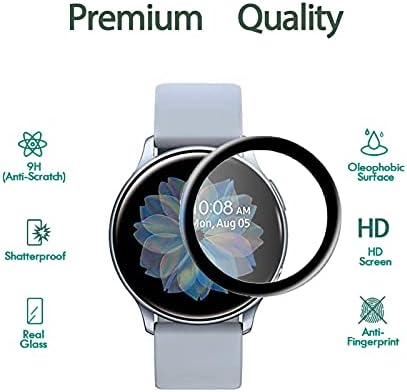 [3 pacote] Protetor de tela Aleecyn para Samsung Galaxy Watch ativo 2 44mm, fácil de instalar ， arestão curva 3D ， Anti-arranhões ， HD Ultra Surpation Protector flexível compatível com Galaxy Watch Active 2 44mm