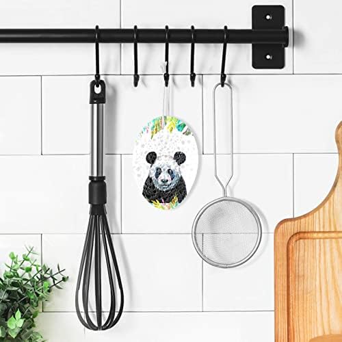 Aquarela Alaza Panda com Palm & Monstera deixa esponjas de celulose de cozinha de esponja naturais para pratos lavando