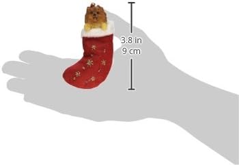 Ornamento de meia pomeraniano com Papai Noel's Little Pals pintados à mão e detalhes costurados