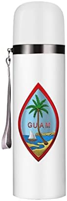 Brasão de braços de garrafa de água isolada de Guam 19 oz caneca de aço inoxidável para camping esportivo para bebidas Caminhadas