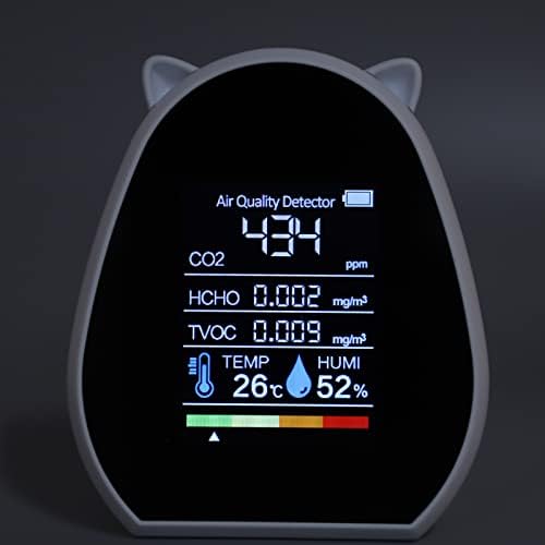 Detector de CO2 Indoor ASIXXSIX, alta precisão portátil USB alimentado por 5 em 1 Monitor de qualidade do ar de dióxido de carbono, Apoie a temperatura de umidade TVOC HCHO Detect, para escritório, casa, ginásio, carros