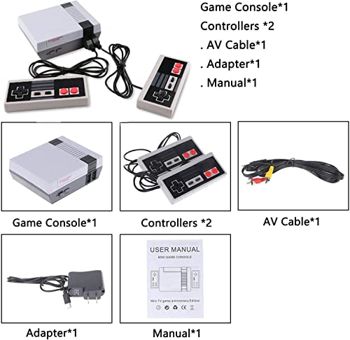 Console de jogos retrô clássico, plugue e reproduz o sistema de entretenimento de videogame de 8 bits interno 620 jogos com 2 controladores