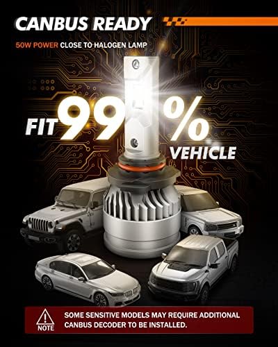 Sealight 9005 H11 lâmpadas LED, 22000 lúmens 100W 600% Brilho, lâmpadas LED de 6500k White HB3 LED para carro com anel de