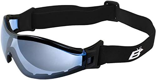 Birdz Eyewear Boogie Espuma Motocicleta acolchoada Ski Skydiviving Z87.1 Segurança óculos de proteção pretos com