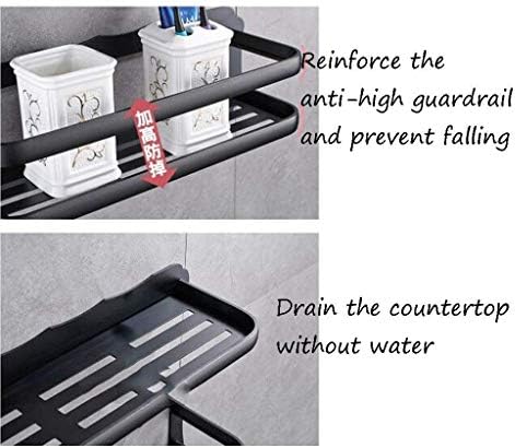 XJJZS Conjunto de prateleiras de banheiro preto multiuso: economia de espaço, à prova de ferrugem e prateleiras de acrílico extra
