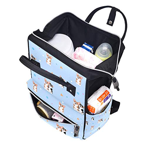 Indomer Welsh Corgi Bolsa Bolsa de Viagem Moment Backpack Backpack Grande capacidade para cuidados com o bebê