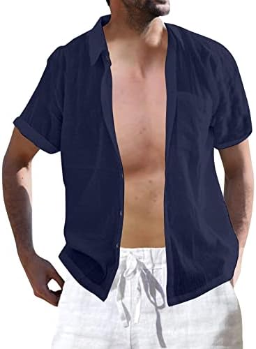 ZDDO CASSOT CASual Button Down Circhas para homens, colar de curta -lampa de verão Cama de manga curta de manga curta Camisa