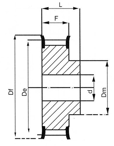 Ametric 34xh200 Aço ANSI Polia de tempo com flange, 34 dentes, 1 polegada +/- 1/16 Bore piloto, 9,36 polegadas de diâmetro