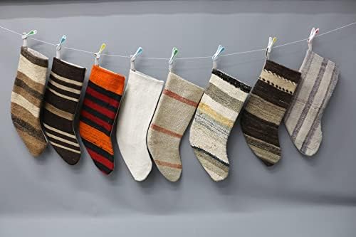 Sarikaya Pillow Christmas Kilim meias, meias familiares, decoração de Natal, meias de Natal em família, decoração de Natal