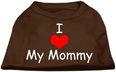 Eu amo minha mamãe scrprint cão camisa marrom med brown