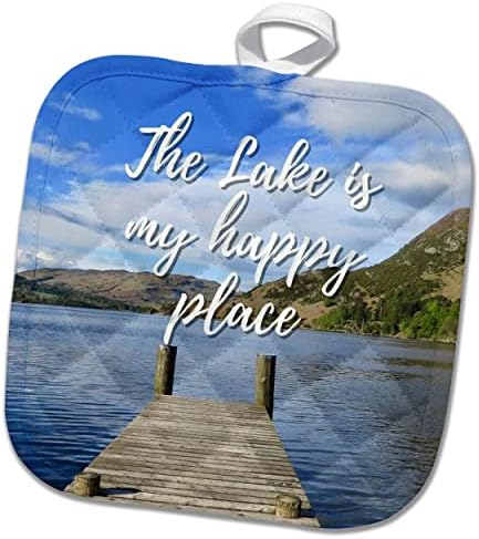 Imagem 3drose de um lago com texto do lago é o meu lugar feliz - Potholders