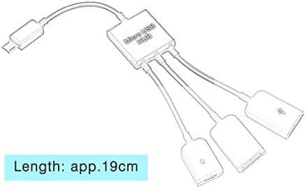 3 em 1 micro USB hub masculino para fêmea dupla USB 2.0 Host OTG Cable, preto