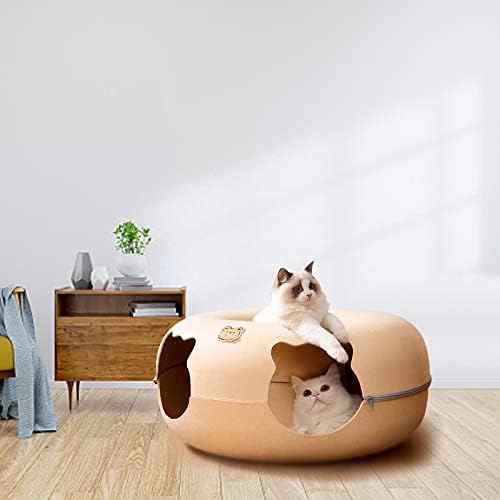Colcolo Round Felt Felt Cat Tunnel Ninho Interior Toys Interactive para Kittens Indoor, L
