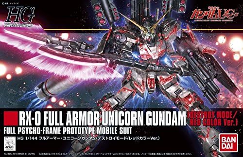 Bandai Hobby HGUC Modo de destruição de armadura completa/versão vermelha Kit de modelo Unicorn, multicolor, 8 , 180 meses a