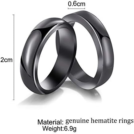 Liu jun anéis de hematita genuína para homens homens, equilíbrio de ansiedade anéis de hematita de pedra de ímã que absorvem energia