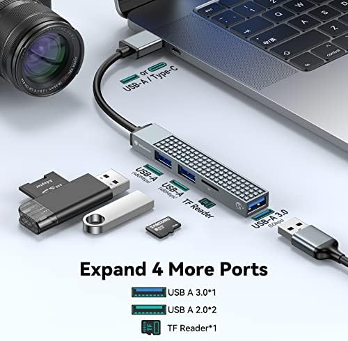 USB C Hub, Yottamaster 4 Porta USB 3.0*1 Hub, 2,0*2 Splitter de cubo, 1*TF Card Reader for Laptop, IMAC Pro, MacBook, Mac, PC,