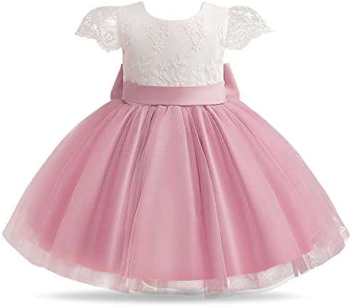 Nnjxd Girls 'Tulle Flower Princess Wedding Manga Longa Dress para criança e vestido de menina