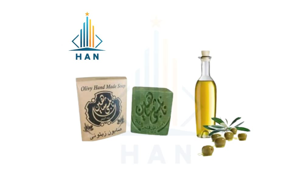 4 peças Nabulsi sabonete com sabão com sabão verde azeite sabonete laurel glicerina natural hidratante orgânico e limpador