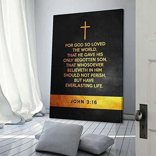 Decorações religiosas João 3 16 pôsteres da Bíblia para sala de aula e Escola Dominical Frame 12x18inch