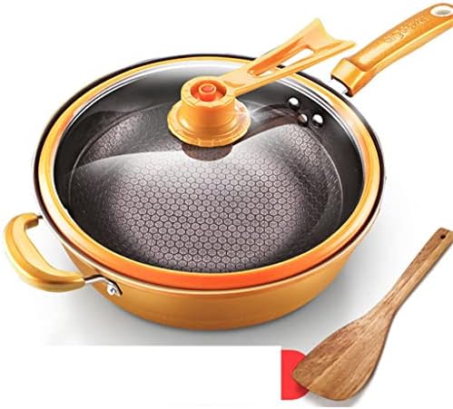 Sxnbh com tampa sem óleo fumaça panela de ferro de panela de cozinha doméstica Indução panela universal fritar5% a vácuo