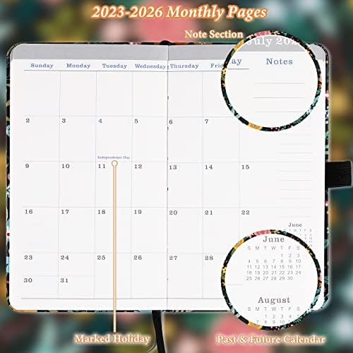 2023-2026 Pocket Planner/Calendar - Plonting Monthly Pocket Planner/Calendário com Pen Hold, jul. 2023 - junho de 2026, bolso interno e 63 notas páginas, 6,6 x 3,7