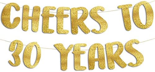 Felicidades a 30 anos Banner de Gold Glitter - 30º aniversário e decorações de festa de aniversário