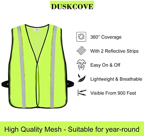 Duskcove 10 pacote Hi Vis Vis Refletive Security Colets para adulto e respirável Mesh Mesh de alta visibilidade colete