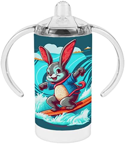 Copo de design de design de coelho - amante de surf baby copo com canudinho - copo com canudinho temático