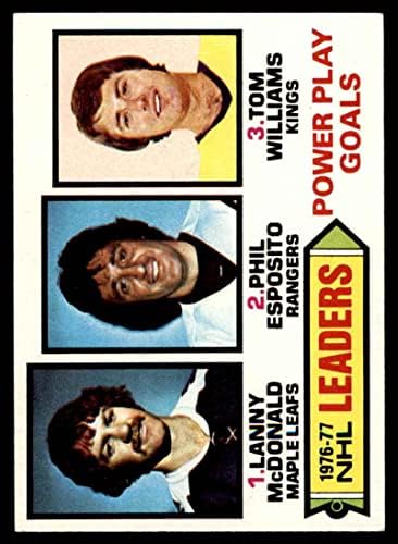1977 TOPPS # 5 NHL Power Play Gols Líderes Lanny McDonald/Phil Esposito/Tom Williams Maple Leafs/Rangers/Kings-Hockey Ex/Mt Maple Leafs/Rangers/Kings-Hockey
