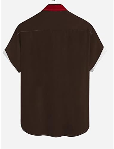 Camisa de boliche masculino de manga curta camisa de camisa de acampamento impressa